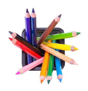 Colour pencils isolated on white background