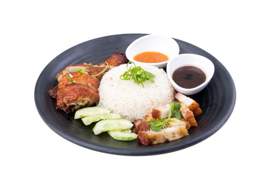 Chicken rice isolated on white background