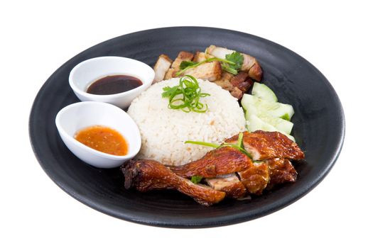 Chicken rice isolated on white background