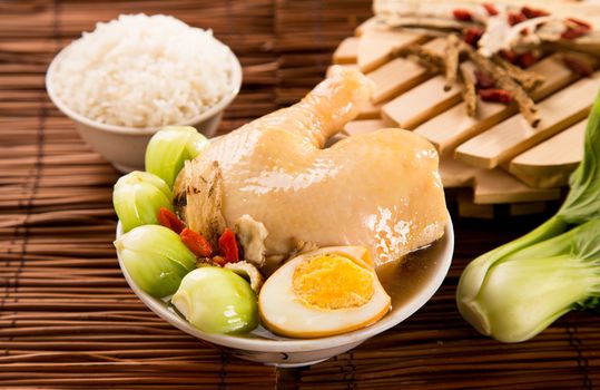 chicken herb soup serve with white rice