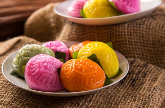 Ang ku kueh or chinese red tortoise cake is a traditional Asian dessert pudding made from glutinous rice flour with a salty or sweet filling