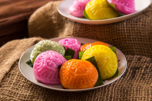 Ang ku kueh or chinese red tortoise cake is a traditional Asian dessert pudding made from glutinous rice flour with a salty or sweet filling