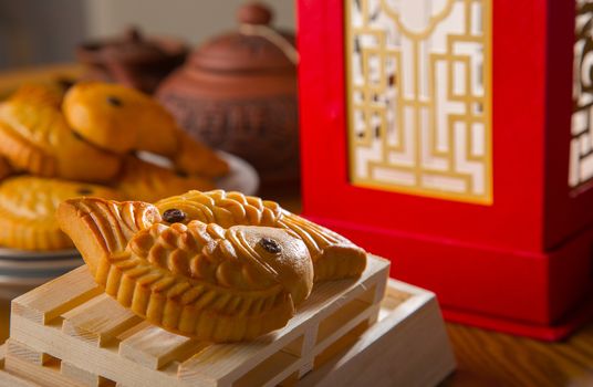 chinese mooncake biscuit with fish shape