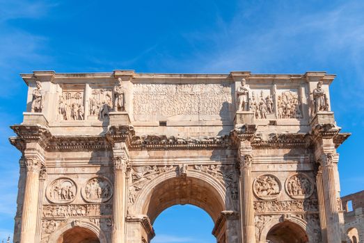 Arch of Constantine or Arco di Costantino or Triumphal arch in Rome, Italy near Coliseum.