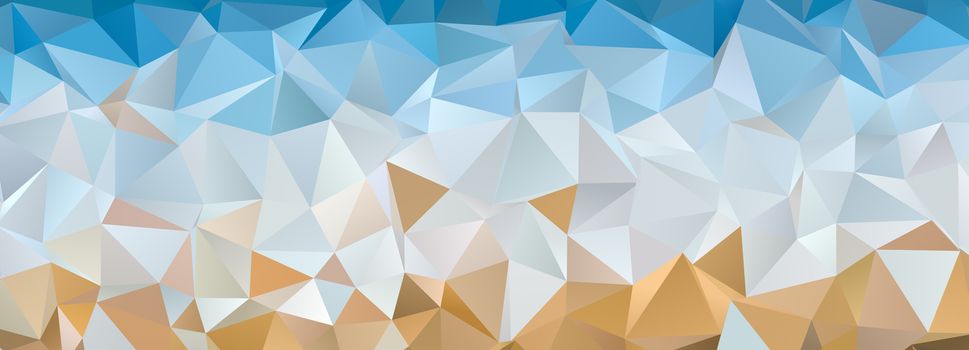 Abstract low poly background illustration, shades of brown, white and blue.