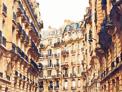 Watercolour Art Print, Travel in Europe Scene as Vintage Home Decor