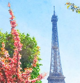 Watercolour Art Print, Travel in Europe Scene as Vintage Home Decor