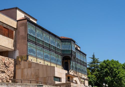 Stained glass windows on the museum of art nouveau and art deco in Salamanca Spain