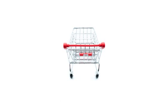 Empty shopping cart trolley isolated on white backgrounds