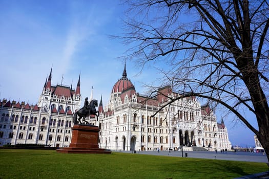 Side view of the parliament building in Budapest, Hungary