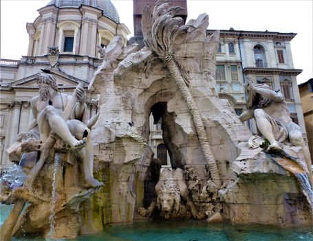 Details of the Trevi Fountain in Rome, Italy