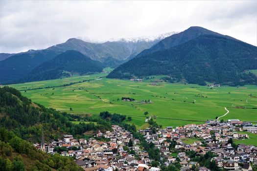 View over Mals in South Tyrol, Italy near the border to Austria and Switzerland