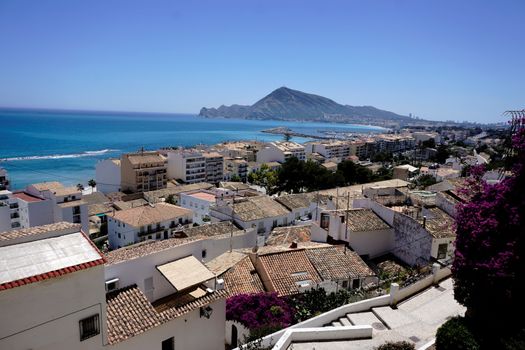 View from Altea over the sea to Benidorm, Spain