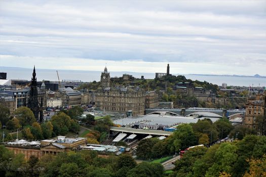 View to Calton hill in Edinburgh from castle hill
