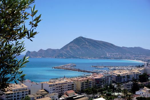 Turquois mediterranean sea and port in Altea, Spain