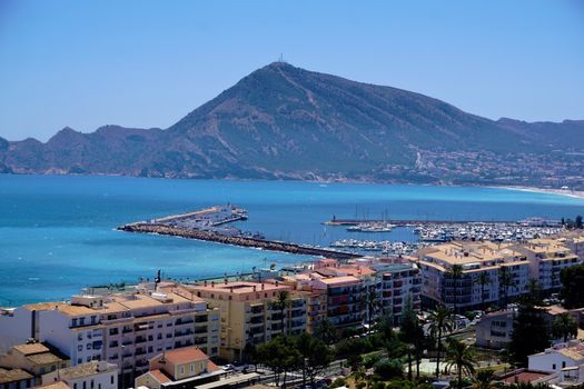 View over the port of Altea, Spain to a mountain