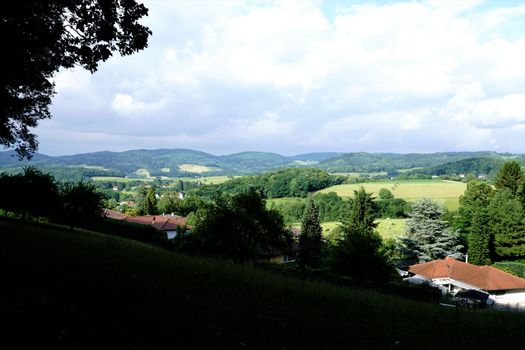 View over the hills of Weinheim Oberflockenbach, Germany