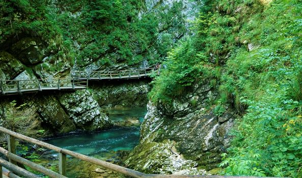 Vintgar Gorge hiking trail near Bled, Slovenia