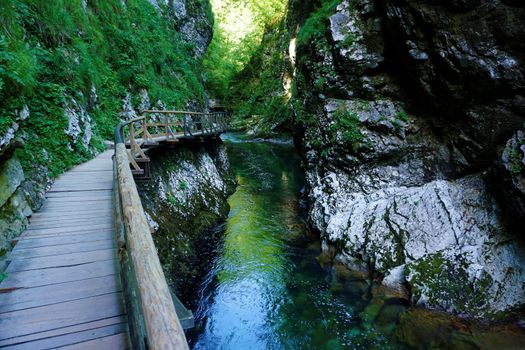 Wooden path alongside the Vintgar Gorge, Slovenia