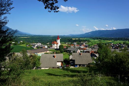 Idyllic view over Zasip near Bled, Slovenia