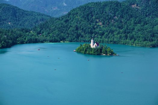 Lake Bled tourist attraction - Bled island, Slovenia