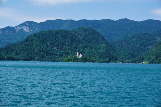 Lake Bled, Bled Island, mountains and hills Slovenia