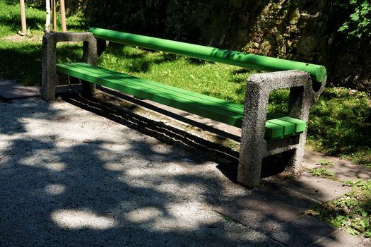 A concrete bench from old Yugoslavian times in Ljubljana, Slovenia