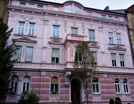 A pink house in the city center of Maribor, Slovenia