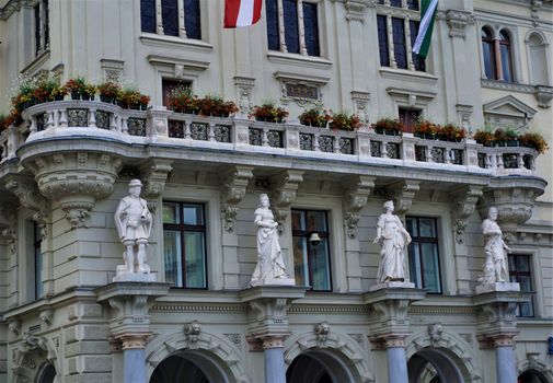 The figurines on the city hall of Graz, Austria