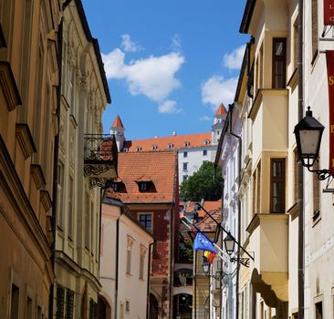 View from old town to the castle in Bratislava, Slovakia