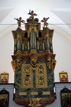 Beautiful organ in the church next to castle Olimje, Slovenia