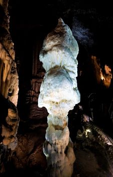 Beautiful stalagmite in the Postojna cave, Slovenia