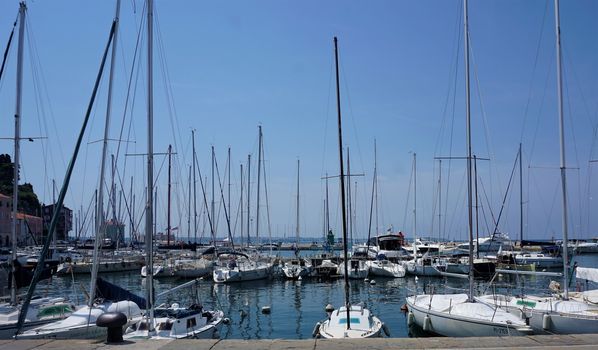 Sailboats at the port of beautiful Piran, Slovenia