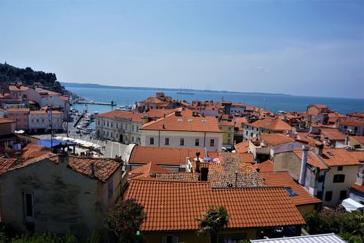 Panoramic view over the city of Piran, Slovenia