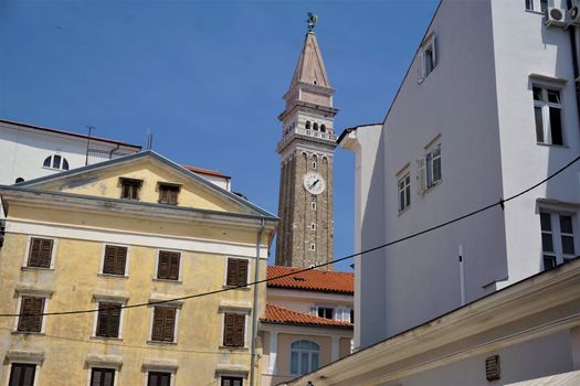 The campanile bell tower of Piran, Slovenia