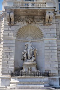 Beautiful fountain at Piazza Unita d'Italia in Trieste