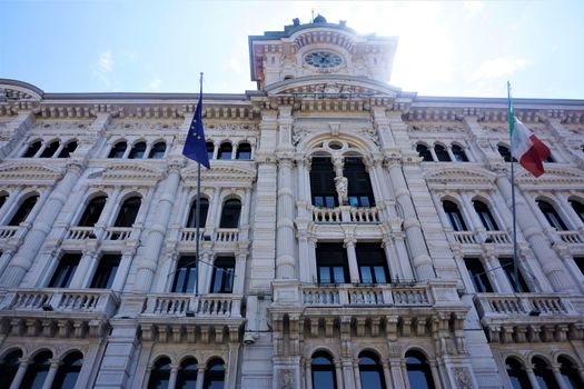The town hall of Trieste, Italy in the sun