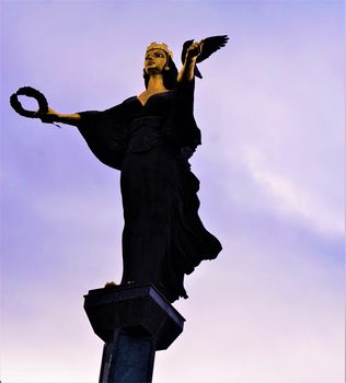 Beautiful statue of Saint Sofia in the capital of Bulgaria