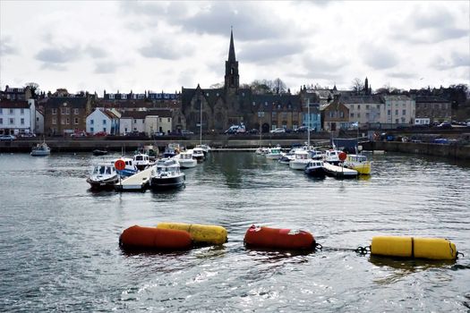 View over the harbour to Newport, Edinburgh Scotland