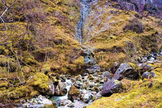 Highland waterfall shot on Three Sisters mountains, Scotland