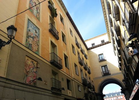 Beautiful Calle de la Sal near Plaza Mayor Madrid, Spain