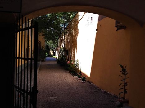 Gate to a backyard in Ljubljana, Slovenia city center