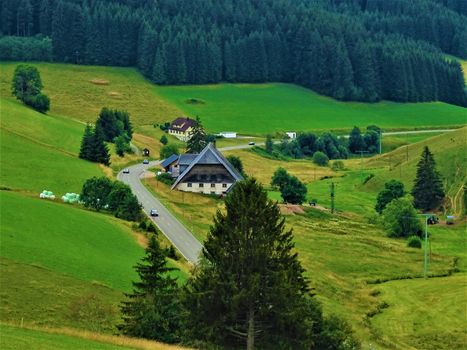 Idyllic farm houses in black forest valley, Germany
