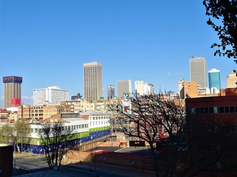 The skyline of Johannesburg near Maboneng Precinct, Sout Africa