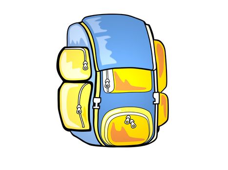 very nice orange and blue travel backpack on white background - 3d rendering