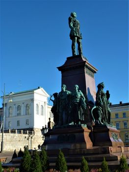 Statue of Alexander II on the Senate square in Helsinki, Finland