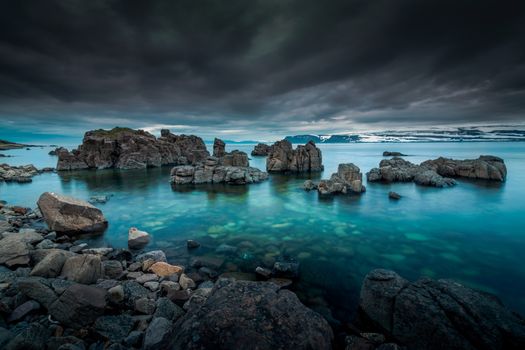 Beautiful long exposure of a beach in Iceland