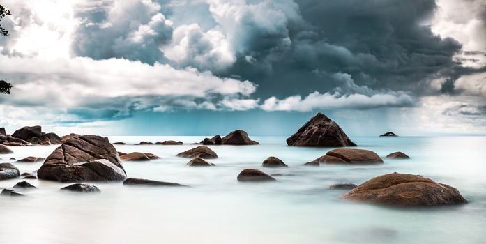 Beautiful view of Anze Lazio beach in Praslin, Seychelles