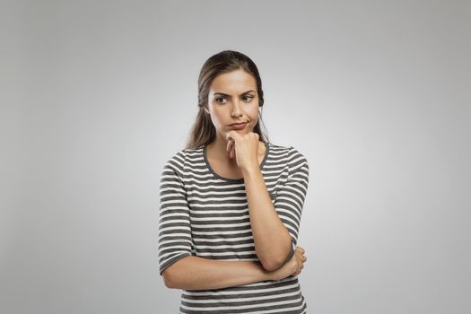 Portrait of a beautiful woman with a thoughtful expression