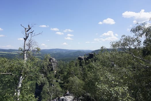 Panoramic view over beautiful landscape in Saxon Switzerland, Germany